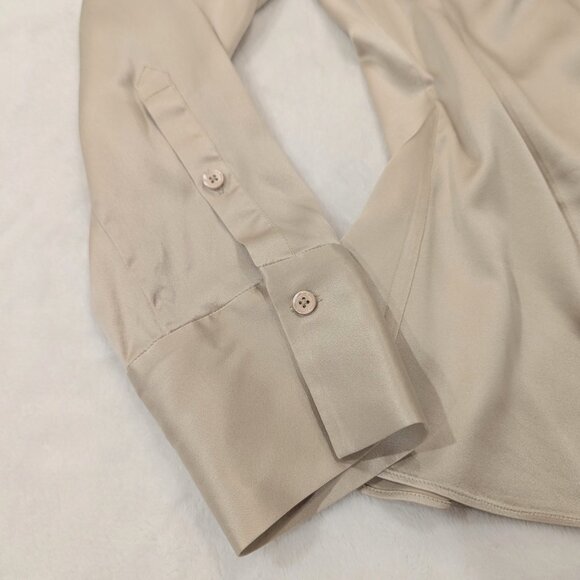 LILYSILK Wrap Tie Waist Blazer Blouse 6 "Light Apricot" Beige Mulberry Silk - Picture 8 of 14